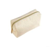 Bolsa organizativa de pana adecuada para llevar juegos de maquillaje, artículos de tocador, artículos de papelería y accesorios diarios esenciales (beige, grande)