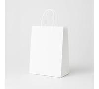 Bolsa papel blanca con asa rígida 28+11x37