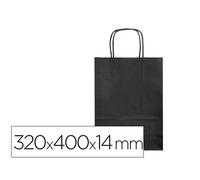 Bolsa papel q-connect celulosa negro l con asa retorcida 320x400x14 mm - KF03760