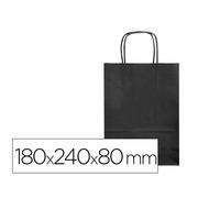 Bolsa papel q-connect celulosa negro xs con asa retorcida 180x240x80 mm - KF03742