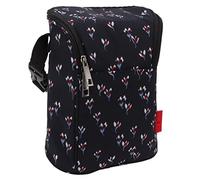 Bolsa para Biberones con Aislamiento, Nailon Resistente a los Araazos, Gran Capacidad, Porttil para mam y pap, Impermeable, Gris Melange (Negro con flores pequeas