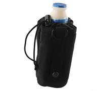 Bolsa para botella de agua, bolsa de nailon 600D con cordón y hebilla, apto para botellas de 7,3 cm, cinturón o mochila para ciclismo, camping, senderismo (negro)