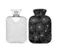 Bolsa para botella de agua caliente con funda, 1 litro, bonitas bolsas de agua caliente para calambres menstruales, cuello, hombros, alivio del dolor de espalda, calentador de pies de cama, telaraña