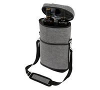 Bolsa para botella de vino para 2 botellas, impermeable, aislada, con asa y correa para el hombro, 38 x 23 x 11 cm, portátil, a prueba de polvo, soporte para botellas de tela Oxford para viajes,