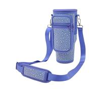 Bolsa para botellas de agua con diamantes de imitación, soporte para botellas de agua con aislamiento brillante, soporte para tazas de café con bolsillo para teléfono móvil, accesorio para botellas de