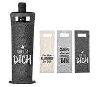 Bolsa para botellas de fieltro, 41 cm, asa de transporte, color gris claro, antracita, beige, bolsa de regalo, bolsa de fieltro (1 juego de 3 unidades)