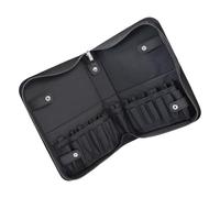 Bolsa para Brochas de Maquillaje con 29 Compartimentos y Apertura 180° | PU Negro, Ranura para Pinceles, Diseño Portátil de Viaje, Adecuado para Pinturas y Kit de Herramientas