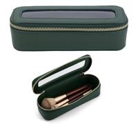 Bolsa para brochas de Maquillaje, Organizador de artículos de tocador Transparente de Viaje, Bolsa de cosméticos de Cuero PU Impermeable para Artistas y entusiastas para Mujeres (Verde)