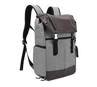 Bolsa para Cámara de Fotografía, Trasera Antirrobo DSLR SLR Bolsa para Cámara Mochila Noche Tira Reflectante Gris Claro Impermeable Ligero con Cubierta de Lluvia para Viajes