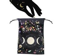 Bolsa para cartas de tarot, pequeña bolsa de joyería, bolsas de tarot de fase lunar, bolsa de almacenamiento de franela con cordones, pequeña bolsa de terciopelo para dados de tarot, para baraja de