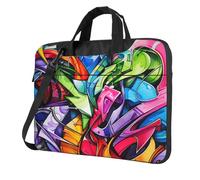 Bolsa para computadora portátil con estampado de graffiti, estilo único y elegante, Black, 15.6 inch