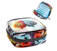 Bolsa para copa menstrual con cremallera, bolsas de almacenamiento de servilletas sanitarias, cerebro artístico, 2194 tampones suaves para coleccionar, monedero para niñas, mujeres y mujeres