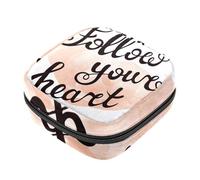 Bolsa para copa menstrual con cremallera, bolsas de almacenamiento de servilletas sanitarias, con texto en inglés "Follow Your Heart", para coleccionar tampones suaves, para niñas, mujeres y mujeres