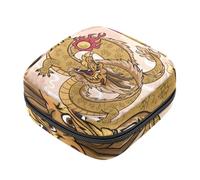 Bolsa para copa menstrual con cremallera, bolsas de almacenamiento de servilletas sanitarias, diseño tradicional chino de dragón dorado con pelota de juego, tampones suaves, para niñas, mujeres,