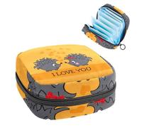 Bolsa para copa menstrual con cremallera, bolsas de almacenamiento de servilletas sanitarias, divertido erizo de dibujos animados con texto en inglés "I Love You", para parejas, tampones suaves, para