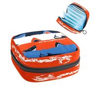 Bolsa para copa menstrual con cremallera, bolsas de almacenamiento de servilletas sanitarias, tiburones, azul, rojo, negro, blanco, rayas, tampones suaves, para coleccionar, monedero para niñas,