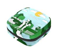 Bolsa para copa menstrual con cremallera, bolsas de almacenamiento de servilletas sanitarias, una familia feliz de tres en el parque, color verde, suave, para coleccionar tampones para niñas, mujeres