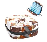 Bolsa para copa menstrual con cremallera, bolsas de almacenamiento de servilletas sanitarias, vintage West Wild Cowboys, caballos, rodeo, tampones suaves, para coleccionar, monedero para niñas,