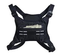 Bolsa para correr - Bolsa impermeable ligera para correr, una correa ajustable y diseño transpirable | Paquete seguro en el pecho para correr, senderismo, ciclismo, reflectante y compa, Negro , ver