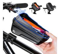 Bolsa para cuadro de bicicleta, soporte para teléfono con pantalla táctil sensible con carcasa impermeable de grano de carbono, liberación rápida