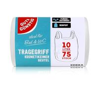 Bolsa para cubo de basura con asa, 10 litros, 75 bolsas, ideal para baño y aseo, 36 x 44 cm