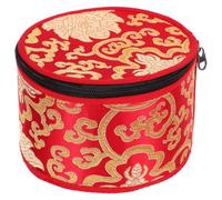 Bolsa para Cuencos de Meditación Roja de Algodón Cremallera | Bordado Artesanal, Acabado Liso y Confección Fina, Estuche para Transporte y Almacenaje
