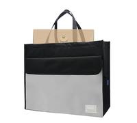 Bolsa para documentos, cartera para documentos, bolsa de archivo A3 con asa, bolsa portátil de gran capacidad para almacenamiento de papeles, multiusos, para notas, mapas, noticias, revistas, Black