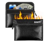 Bolsa para documentos ignífuga (20 x 13 cm, 5200 ℉), 2 unidades, aislamiento térmico, resistente al fuego, bolsa para dinero con cremallera, impermeable y resistente al fuego para efectivo, recibo