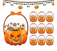 Bolsa Para Dulces De Halloween - 10 Unidades Bolsas Sellables Calabaza Transparentes Con Asas - Decoración De Cubo Y Bolsas Terroríficas Para Snacks De Otoño Y Juguetes | Detalles Snacks Juguetes Truc