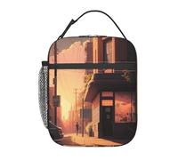 Bolsa para el almuerzo The Streets at Dusk, lonchera para hombres y mujeres, bolsa térmica reutilizable para el almuerzo, nevera pequeña a prueba de fugas con gran capacidad para el trabajo, picnic