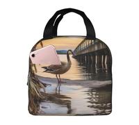 Bolsa para el almuerzo Wild Goose by the Bridge para hombres y mujeres, fiambrera aislante a prueba de fugas, bolsas de almuerzo ligeras, bolsa reutilizable para comidas, bolsa térmica de gran capacid