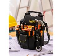 Bolsa para electricista, 20 bolsillos Cinturón para bolsa de herramientas de lona con cinturón de ajustable Herramienta para electricistas de servicio pesado Bolsa de trabajo de cintura