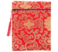 Bolsa para Escrituras y Libros en Seda Roja, Asa de Mano | Interior Amplio, Limpieza Sencilla, Protege Documentos, Estilo Sereno, Uso para Textos Budistas y Lectura