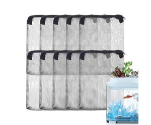 Bolsa para filtro de acuario - 10 unidades lavables para limpieza | Contenedores para medios filtrantes en bañera para peces - Apto para carbón activo, agua y salada, propietarios de casa, adultos y