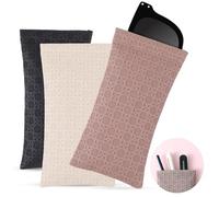 Bolsa para gafas, 3 fundas suaves para gafas de mujer, funda suave para gafas, bolsa portátil suave para gafas de sol, a prueba de agua, geométrica, a cuadros, bolsa de almacenamiento adecuada para
