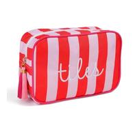 Bolsa Para Guardar Fichas De Mahjong Americano - Diseño De Rayas Bordadas | Bolsa De Almacenamiento Portátil Con Cremallera Diseñada Amantes Del Mahjong Ideal Para Viajes Y Juegos De Mesa(Red)