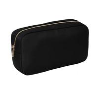 Bolsa para Guardar Maquillaje Letter Patch Custom Travel Cosmetic Bag Personalized Nylon Pouch Toiletry Bag Chenille Patch Makeup Toiletries Girl Cosmetic Bag(Black,S)