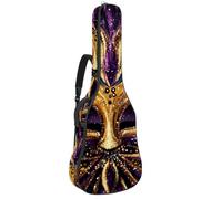 Bolsa para guitarra acústica, acolchado de 1 cm de grosor, impermeable, de tela Oxford, para bajo eléctrico de 40 a 42 pulgadas, diseño de flor de lis de Mardi Gras, Multicolor 09, 42.9x16.9x4.7 in
