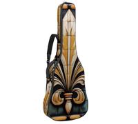 Bolsa para guitarra acústica, acolchado de 1 cm de grosor, impermeable, de tela Oxford, para bajo eléctrico de 40 a 42 pulgadas, diseño de flor de lis de Mardi Gras, Multicolor 03, 42.9x16.9x4.7 in