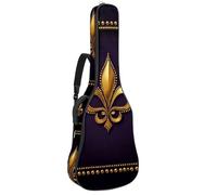 Bolsa para guitarra acústica, acolchado de 1 cm de grosor, impermeable, de tela Oxford, para bajo eléctrico de 40 a 42 pulgadas, diseño de flor de lis de Mardi Gras, Multicolor 04, 42.9x16.9x4.7 in