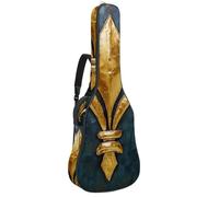 Bolsa para guitarra acústica, acolchado de 1 cm de grosor, impermeable, de tela Oxford, para bajo eléctrico de 40 a 42 pulgadas, diseño de flor de lis de Mardi Gras, Multicolor 10, 42.9x16.9x4.7 in