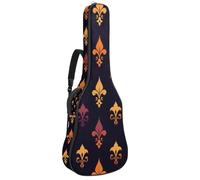 Bolsa para guitarra acústica, acolchado de 1 cm de grosor, impermeable, de tela Oxford, para bajo eléctrico de 40 a 42 pulgadas, diseño de flor de lis de Mardi Gras, Multicolor 07, 42.9x16.9x4.7 in