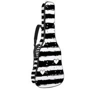 Bolsa para guitarra acústica con diseño de corazones de San Valentín y rayas blancas y negras, acolchada gruesa, impermeable, para guitarras de 40, 41 y 42 pulgadas, Multicolor 01, 42.9x16.9x4.7 in,