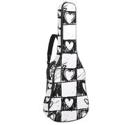 Bolsa para guitarra acústica con diseño de corazones de San Valentín y rayas blancas y negras, acolchada gruesa, impermeable, para guitarras de 40, 41 y 42 pulgadas, Multicolor 03, 42.9x16.9x4.7 in,