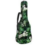 Bolsa para guitarra acústica con dos bolsillos, color verde hierba, huesos, pata de perro, resistente al agua, correa de hombro ajustable doble, funda para guitarra, Huesos de hierba verde, pata de