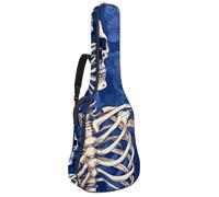 Bolsa para guitarra acústica con dos bolsillos, diseño de calavera azul, resistente al agua, correa de hombro ajustable, funda para guitarra, Blue Cool Skull, 42.9x16.9x4.7 in, Diseño elegante