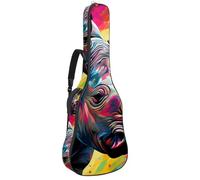 Bolsa para guitarra acústica con dos bolsillos, funda para guitarra artística, colorida Rhino 5, resistente al agua, doble correa ajustable para el hombro, funda para guitarra, Art Colorful Rhino,