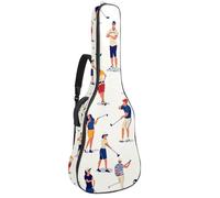 Bolsa para guitarra acústica con dos bolsillos, para tocar al golf, resistente al agua, correa de hombro ajustable, funda para guitarra, Cute Little People Play Golf, 42.9x16.9x4.7 in, Diseño elegante