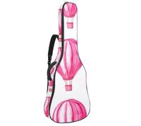 Bolsa para guitarra acústica con globo aerostático rosa acuarela con 2 bolsillos, correa ajustable para el hombro y colgador trasero, adecuada para guitarras eléctricas, bajos y guitarras clásicas,