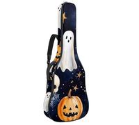 Bolsa para guitarra acústica de tamaño completo, funda acolchada de 1 cm de grosor, impermeable, 40, 41, 42 pulgadas, bonito patrón de calabazas de fantasmas de Halloween, Multicolor 01, 42.9x16.9x4.7